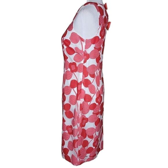 Talbots Floral Lace Sleeveless Sheath Dress Red White Size 4 - Picture 2 of 14